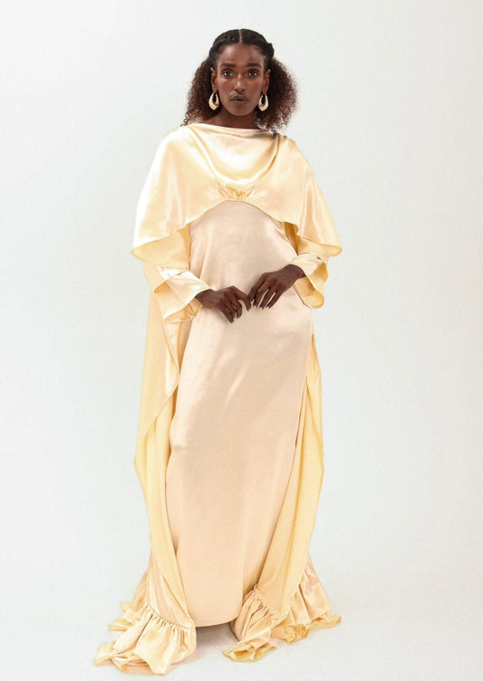 mona dress cape set in ivory